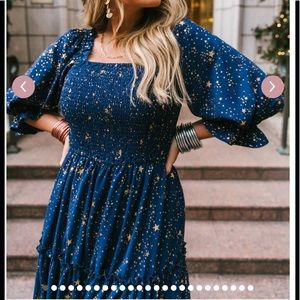 EUC Ivy City Co Starry Night dark blue sz Medium dress